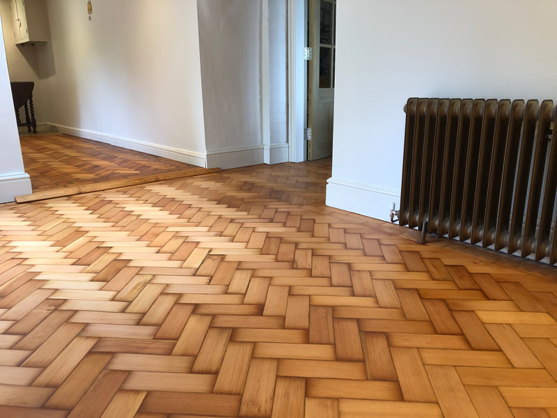Columbian Herringbone Pitch Pine sanded and oiled with Dutch Hardwax Oil